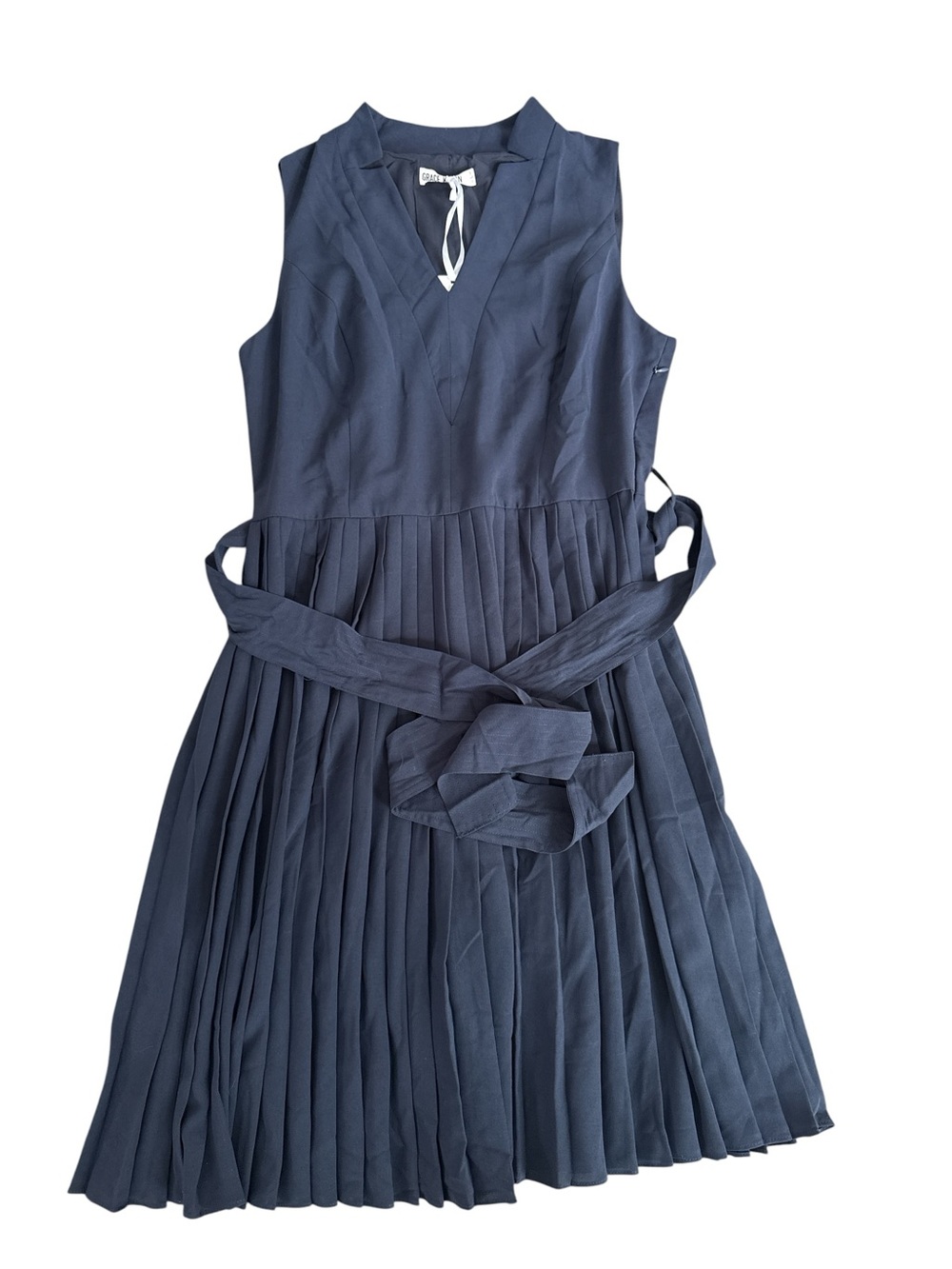NWT Grace Karin Pleated Tie Front Sleeveless Swing Cocktail Dress - Picture 8 of 8